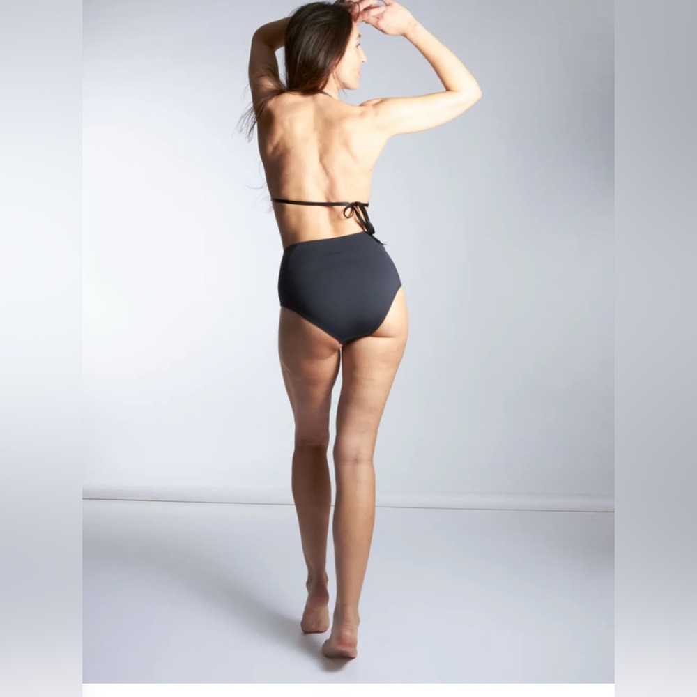 NWT Malia Mills BAMBI - SIGNATURE BLACK bikini bottoms high rise size 14 - Picture 2 of 10